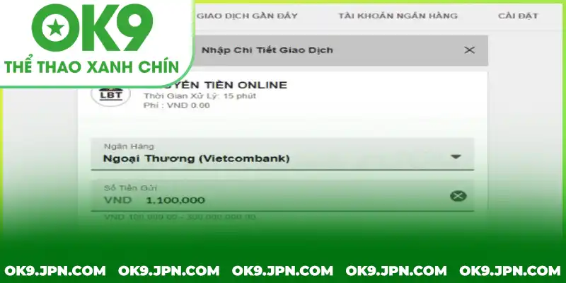 Quá trình nạp tiền bằng ngân hàng diễn ra đơn giản qua vài bước Quá trình nạp tiền bằng ngân hàng diễn ra đơn giản qua vài bước